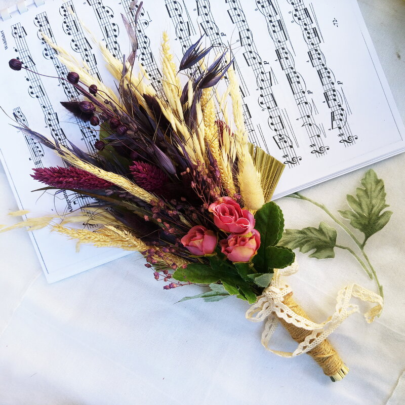 Hochzeit Braut Bouquet Blumen Ehe Getrocknete Blume Bunches Palm Speer Trocken Konservierte Blumen Natürliche Vase Bouquets