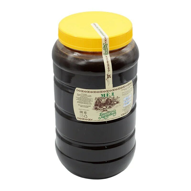 น้ำผึ้ง Bashkir ธรรมชาติ Buckwheat Bashkir น้ำผึ้ง4200กรัมพลาสติก Bidon ขนม Altai สุขภาพอาหาร Candy น้ำตาล
