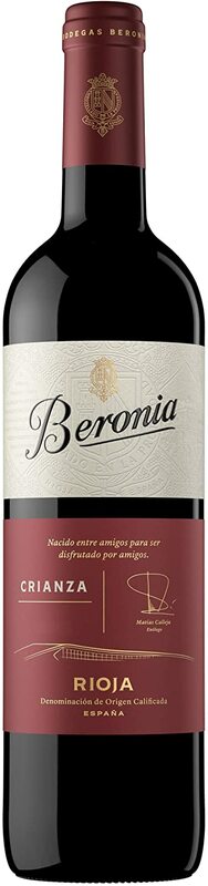 Beronia crianza-vinho tinto-do ca rioja-caixa de 6 garrafas 750 ml-embarques de espanha, vinho tinto-vermelho