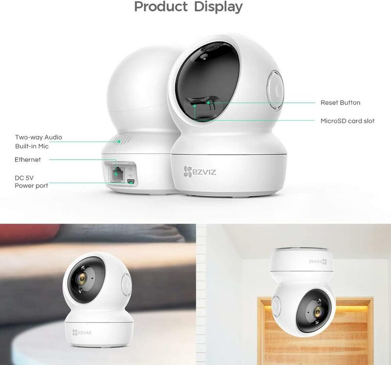 EZVIZ – caméra de sécurité dôme intérieure intelligente C6N 1080p, Vision nocturne, détection de mouvement, suivi automatique, Audio bidirectionnel, couverture PT 360