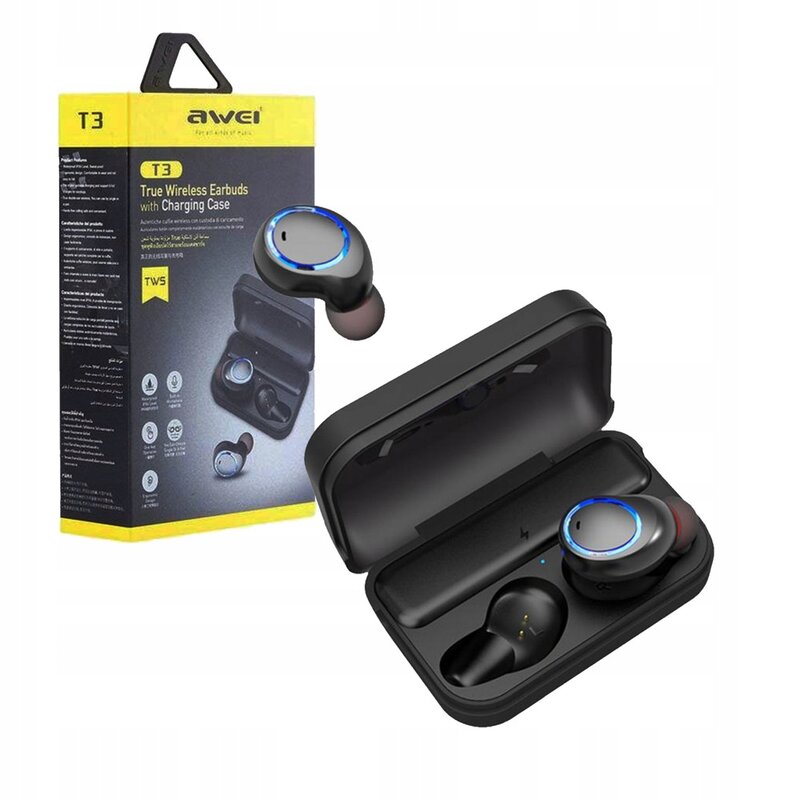 Wireless earphones Awei T3 Bluetooth original Android iPhone windows TWS stereo sound microphone noise reduction