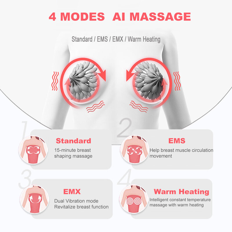 Oplaadbare Draagbare Onzichtbare Borstvergroting Massager Warm Verwarming Elektrische Borstvergroting Lifting Massage Instrument