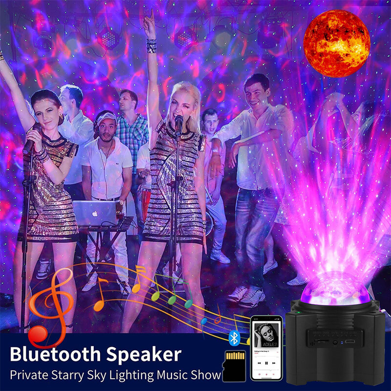 Oplaadbare Galaxy Star Projector Lamp Met Bluetooth Speaker 12 Planeet Sterrenhemel Kids Night Light Room Christmas Decor