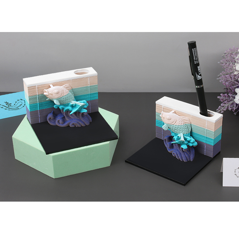 155 시트 메모장 큐브 3D 잉어 모델 행운의 매력 메모 큐브 종이 사용자 정의 라벨 스티커 Diy 생일 파티 선물 장식
