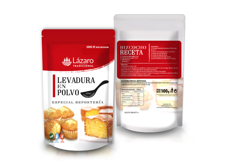 Lázaro Levadura Especial Repostería 100 g, bolsa con cierre ZIP para su perfecta conservación, Contiene Cacito medidor.