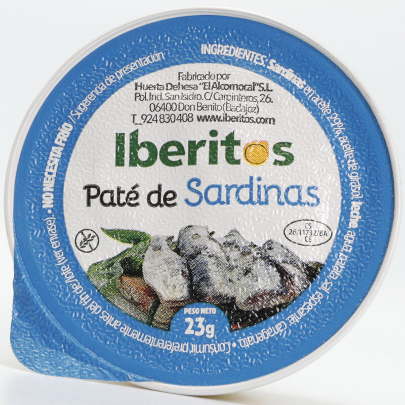 IBERITOS  - Caja de 16 Packs de 4unds de Pate de Sardina en Monodosis de 23g - SARDINA
