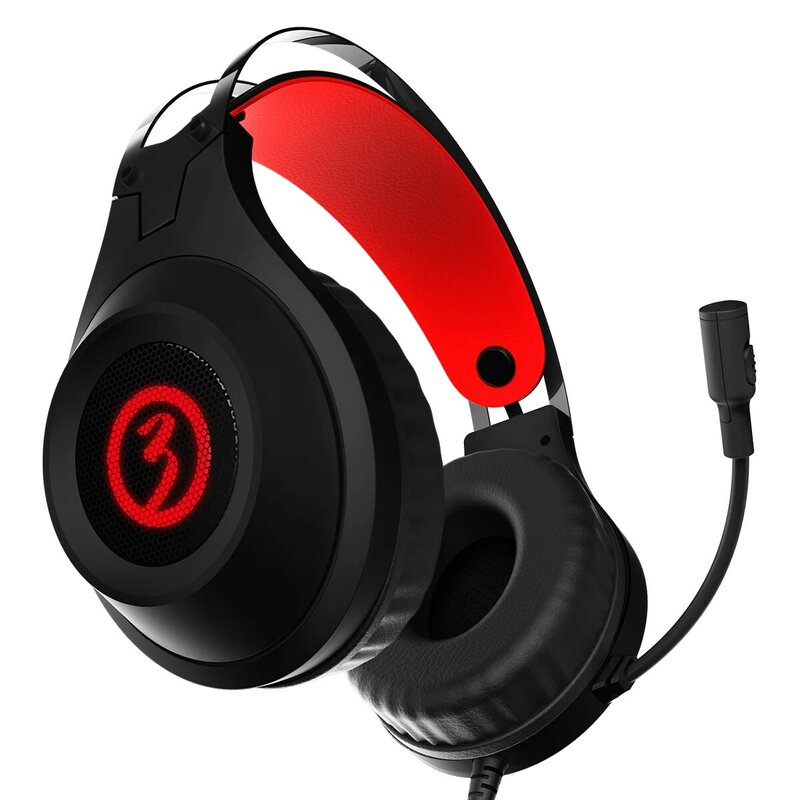 سماعة رأس أوزون لألعاب الفيديو ، سماعة رأس بلوتوث 7.1 مع ضوء LED أحمر ، سماعة رأس 50 مللي متر ، عصابة رأس قابلة للتعديل ، Micro flex ، USB ، PC ، PS4 ، PS5