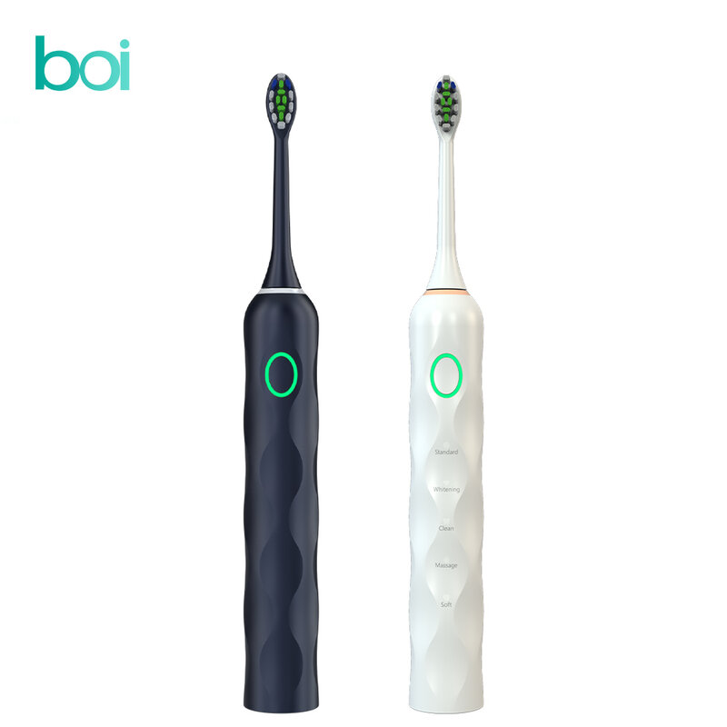 [Boi] 4 cores 5 modos com 8 cabeças de escova caso viagem dente limpo profundo inteligente temporizador recarregável sonic escova de dentes elétrica conjuntos