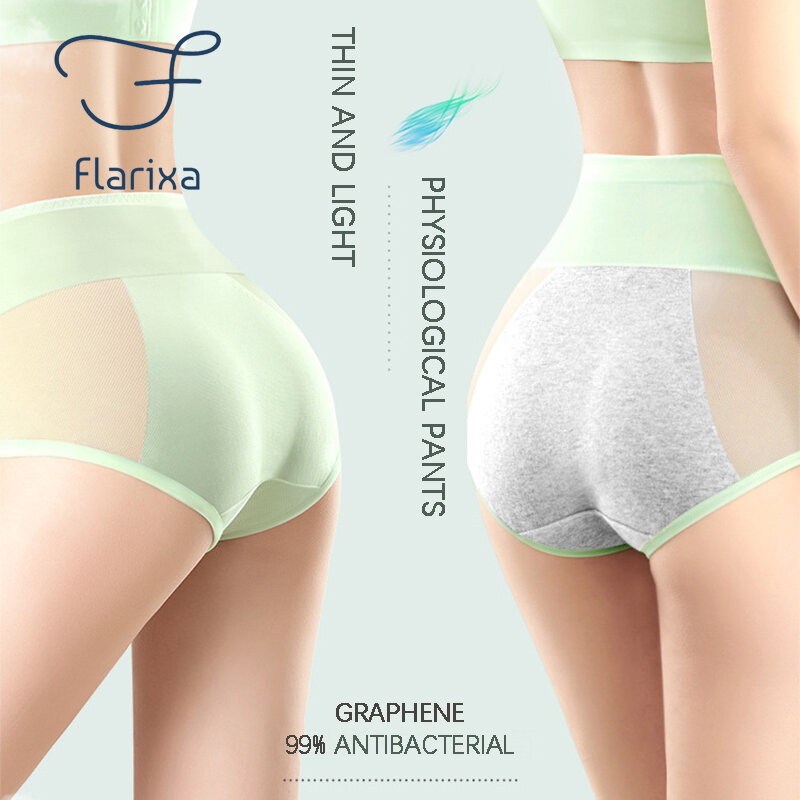 Flarixa Three Safe Layer Leak Proof Women's Menstrual Panties Absorbent Physiological Underwear Mid Waist Breathable For Periods