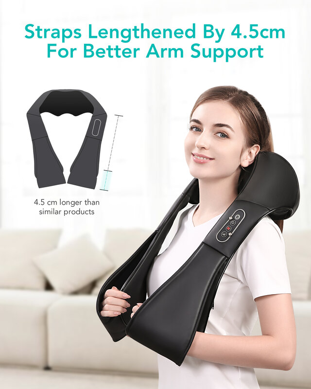 Naipo shiatsu costas e pescoço massager elétrico ombro massajadores com calor tecido profundo amassar massagem para alívio da dor corporal