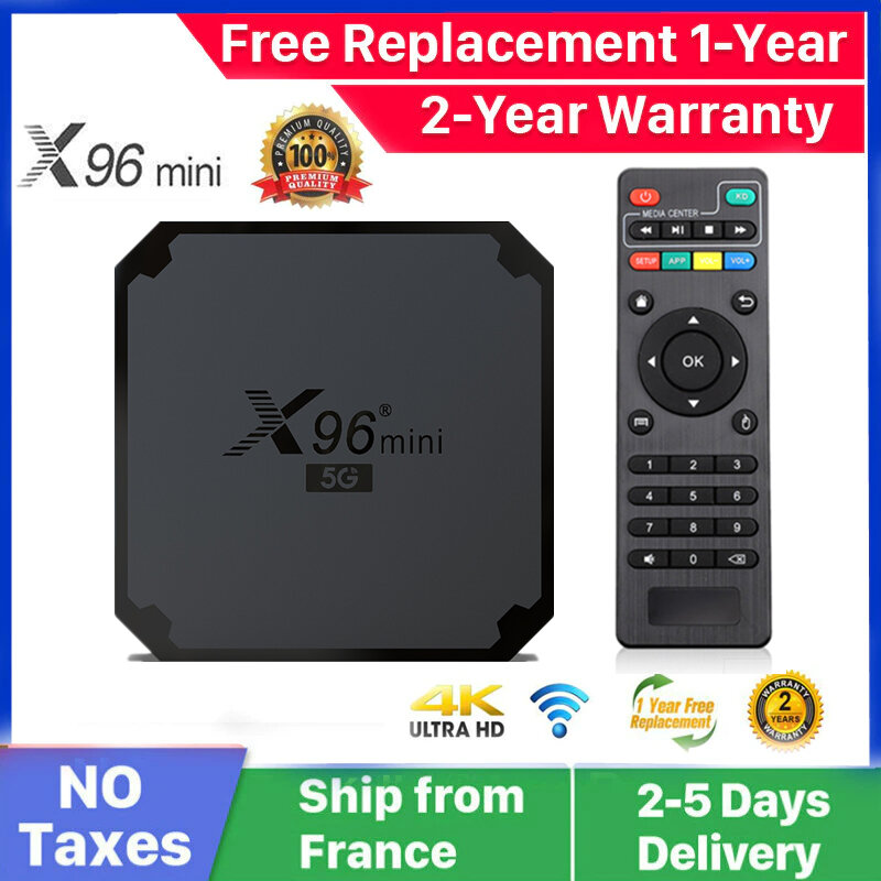 أفضل علبة تلفزيون بروتوكول الإنترنت X96 mini 5G تي في بوكس أندرويد 9.0 1G 8GB 2G 16GB x96 Amlogic S905W الذكية ip tv M3U مجموعة صندوق شحن من فرنسا