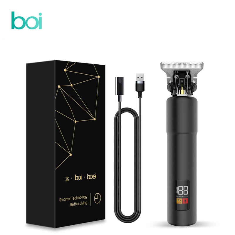 Boi USB Fast Charge Portable Haircut Machine Washable Stainless Steel Head Electric Hair Trimmer For Men Shaver Beard Barber