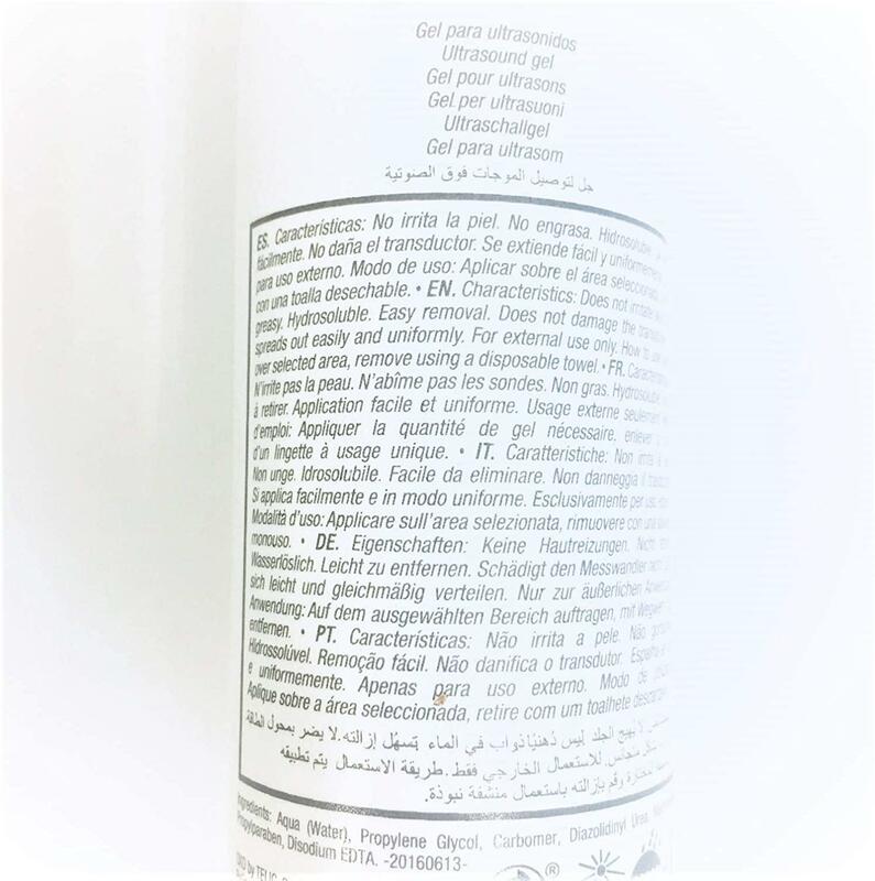 Gel OXD da 250 ml. Di capacità conduttiva per l'uso in cavitazione, ultrasuoni laser, ultrasuoni e fotopilezione. PH neutro, ipoallergenico e trasparente.