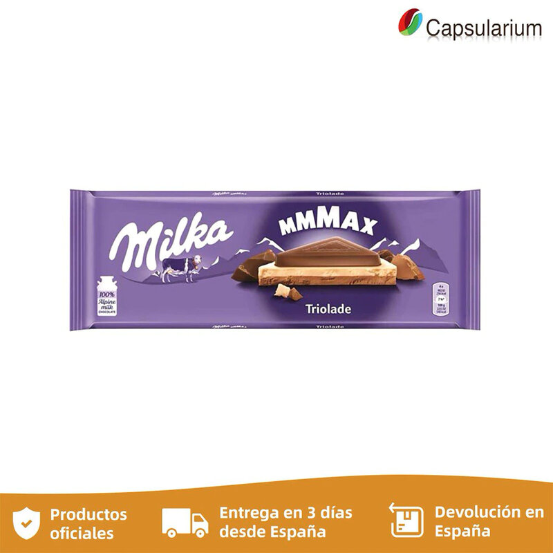 MMMAX Triolade, tableta de chocolate de 280 gr. Chocolates Milka, snack dulce, chocolates para comer - Capsularium
