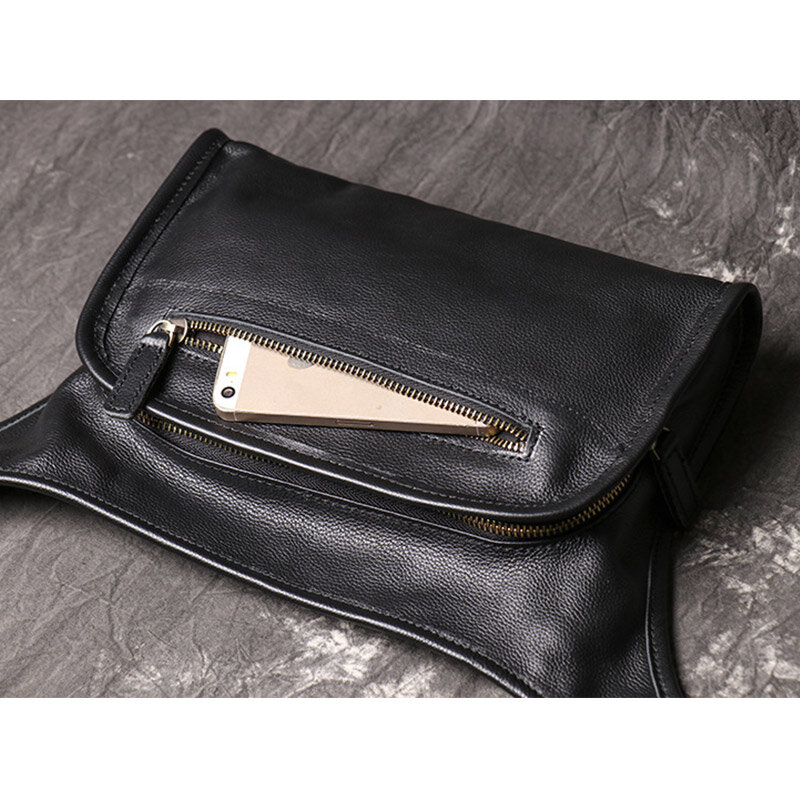 Original Design Fanny Packs for Men Genuine Leather Chest Bag Male Fashion Shoulder Messenger Bag Men's Cowhide Crossbody Bag