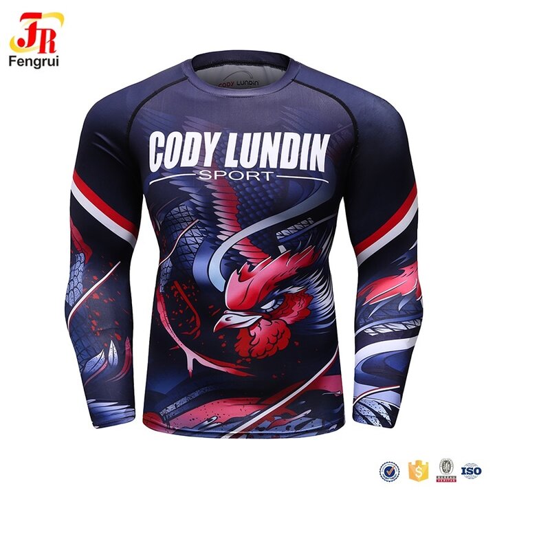 Cody lundin excelente qualidade sports men respirável alta elastic sportwear digital sublimação impresso manga longa