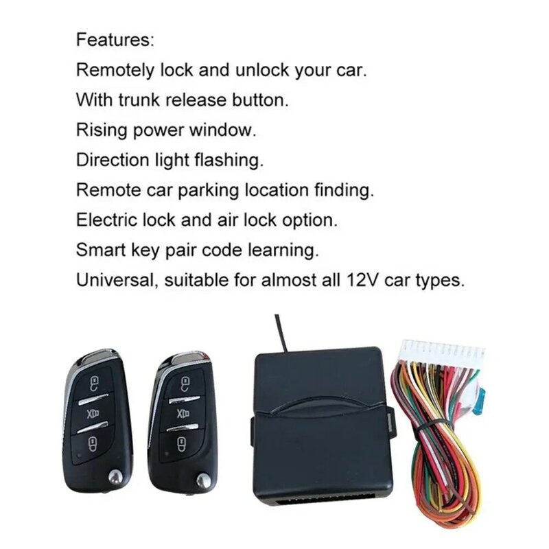 Universal Car Auto Keyless Entry System ปุ่ม Start STOP LED พวงกุญแจ Central ชุดประตูล็อคด้วยรีโมทคอนโทรล
