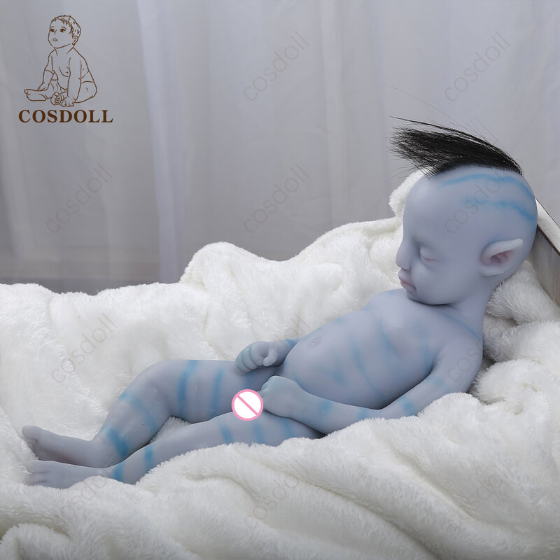Bebé reborn de 46cm, muñeca de silicona de cuerpo entero, lavable, Educación Temprana, azul, juguetes para niños, #00, 100%