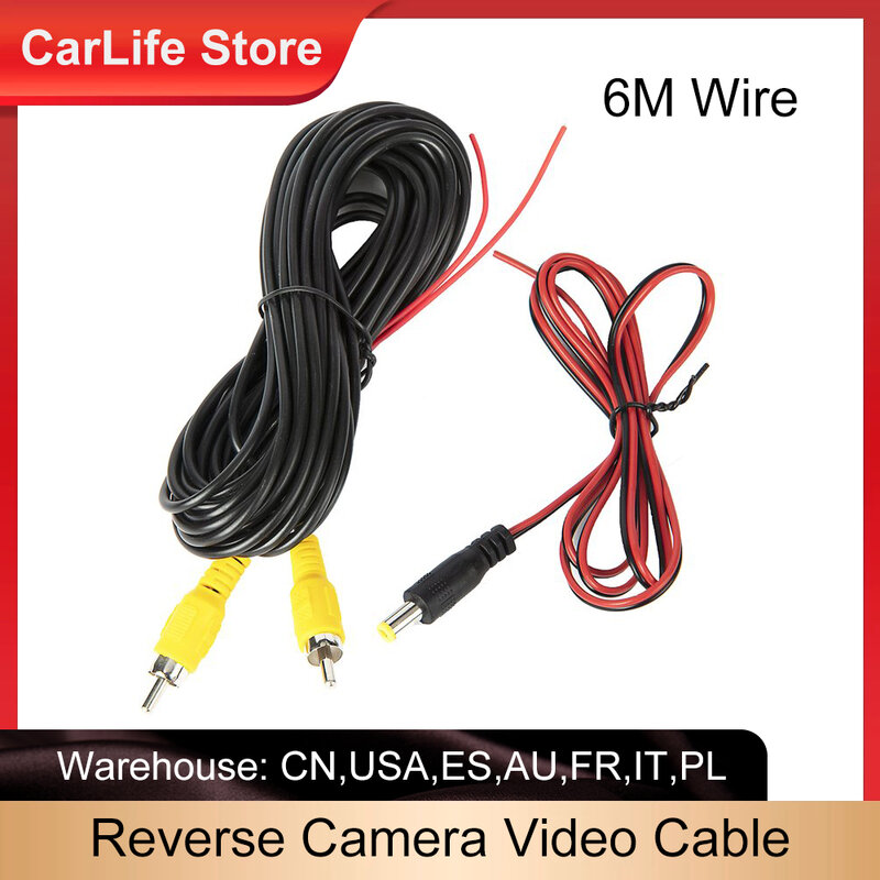 Cable de vídeo de cámara de marcha atrás para Vista trasera de coche, accesorio Universal para estacionamiento, 6m, monitoreo Multimedia con Cable de alimentación