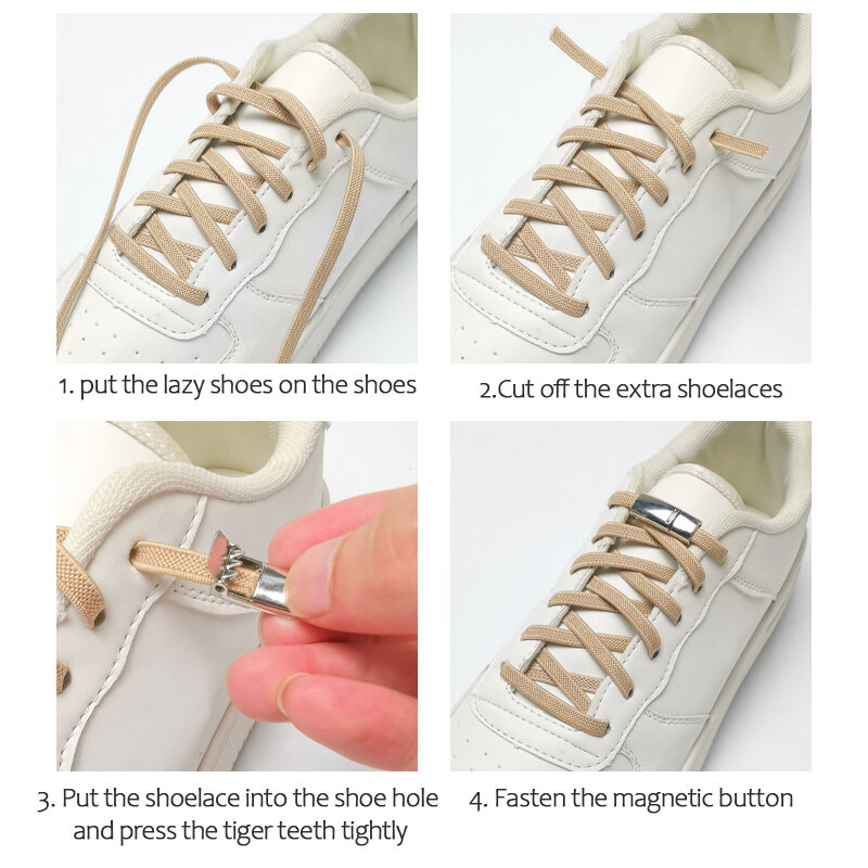 Nouvelles serrures magnétiques lacets élastiques sans cravate lacets arc-en-ciel baskets lacet enfants adultes lacets plats taille unique pour toutes les chaussures