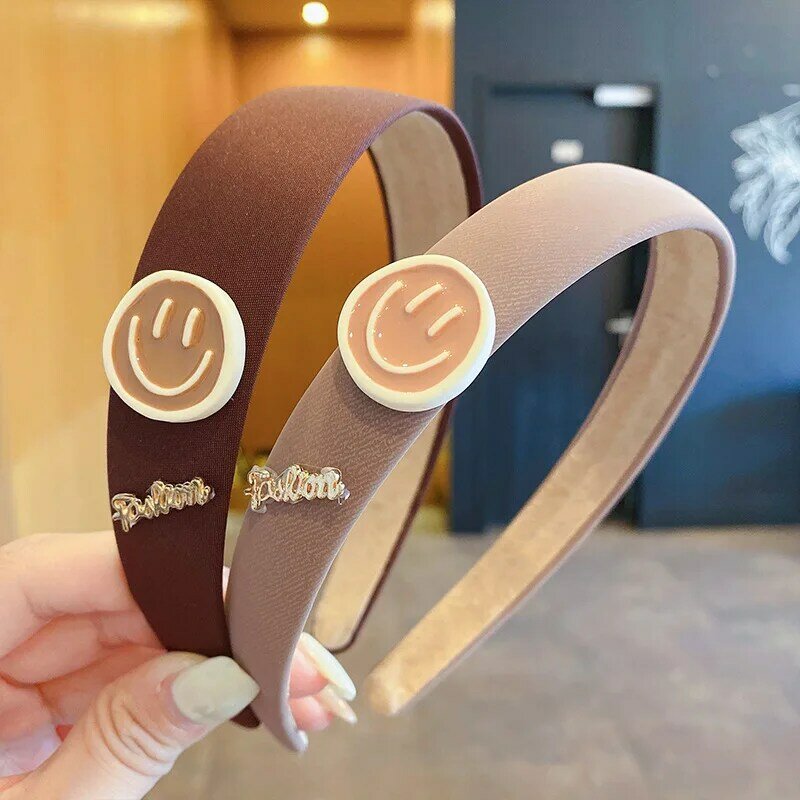 Retro Smile Fabric Hairpin Plush Hair Claw Simple Style Leather Hair Band Wild Vintage Clips Soft Elastic Rings Hair Accessories