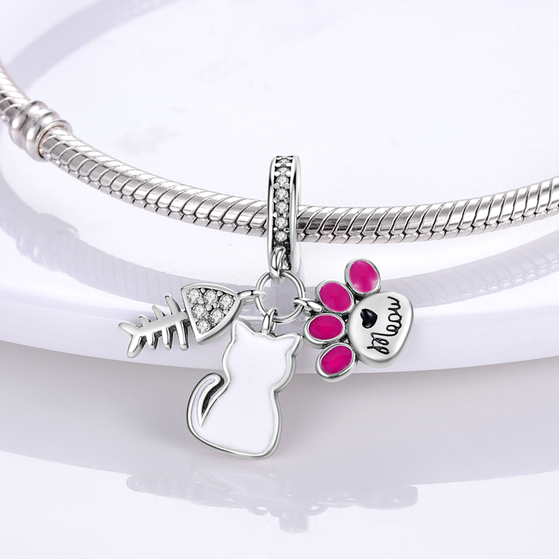 925 srebro niebieski różowy bratek kwiat Charms ważka motyl zawieszki pasuje do Pandora oryginalna bransoletka DIY biżuteria