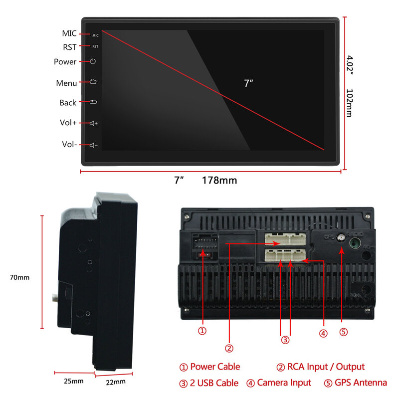 Мультимедийный MP5-плеер OLOMM, стерео-система на Android, с 7 "сенсорным экраном, GPS, Wi-Fi, Bluetooth, типоразмер 2DIN