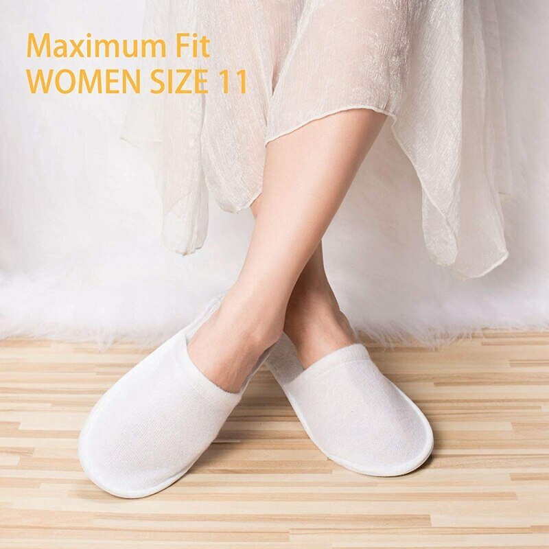 Disposable Slippers,100 Pairs Closed Toe Disposable Slippers Fit for Men and Women for Hotel, spa Guest Used, (White)