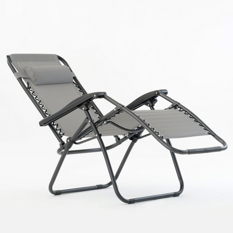 95638 Barneo PFC-14 gris chaise longue de jardin inclinable pliante robuste cadre en acier tubulaire résistant