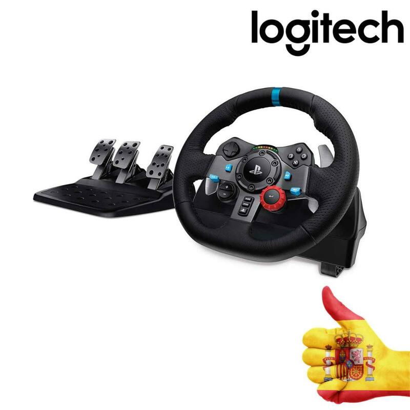 Logitech G29 Driving Force Karir Roda Kemudi dan Pedales Umpan Balik, Foil Kembali Anodized, Shifter Plug Uni Eropa PS4/PS3/PC