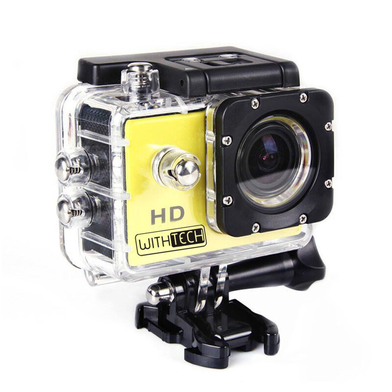 WITHTECH HD kamera sportowa, z 5 MPX Aquatica, obudowa, 30 M zatapialna, wiele akcesoriów, rower, nurkowanie, bieganie