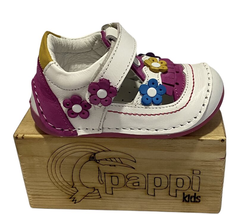 Pappikids modelo (0151) meninas primeiro passo sapatos de couro ortopédico