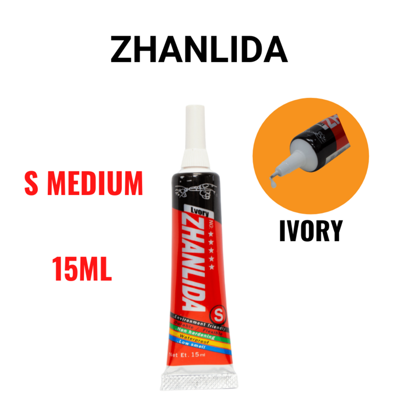 Zhanlida-adhesivo de contacto de marfil, pegamento de reparación Universal con punta aplicadora de precisión, ajustes medios, 15ML
