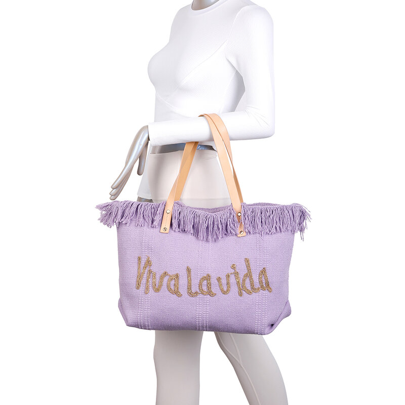 Giovanna ميلانو حقيبة ملابس الشاطئ كبيرة مع زر حقيبة يد الكتان حمل شرابة هامش الصيف السفر البوهيمي المرأة J1143