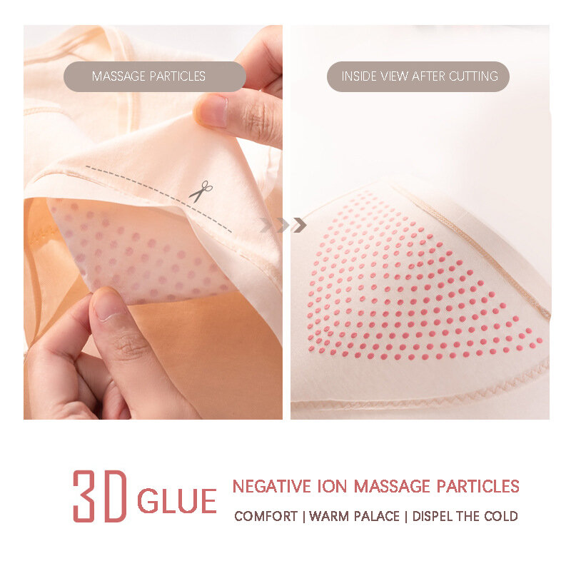 Flarixa Warm Palace Menstrual Panties Women's Seamless Mid Waist Pure Cotton Briefs Anion Magnetotherapy Antibacterial Underwear