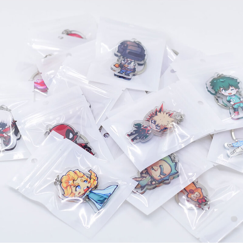 100pcs/Lot Hundreds of Styles Acrylic Keychain Anime Keyring High Quality Chibi Pendant Key Chain Accessories