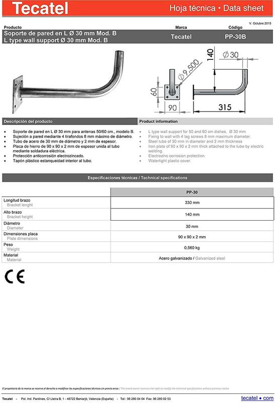 Tecatel parabolic Kit 60 cm, Soporte and Universal LNB