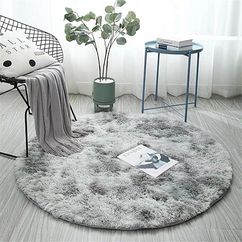 Konfigurowalny Gradient okrągły dywanik do salonu sypialnia Nordic Ins stylowe Gradient Fine Craft