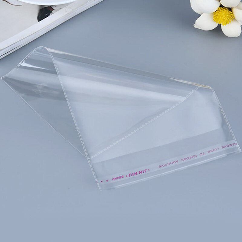 Bolsas de plástico transparentes autoadhesivas para embalaje de dulces y galletas, bolsas sellables para regalo y joyería, 100 piezas