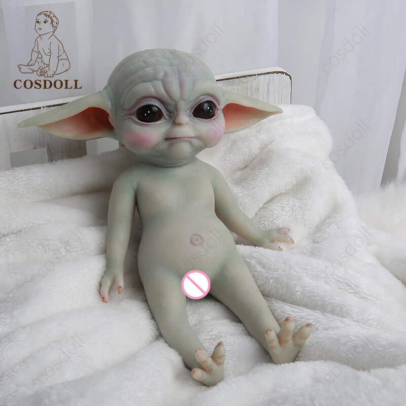 34Cm 1300G Boneka Bayi Terlahir Kembali Silikon Penuh Mainan Film Tidur Mata Besar Bayi Baru Lahir Seperti Nyata Lembut untuk Anak-anak Mainan Bayi Biru