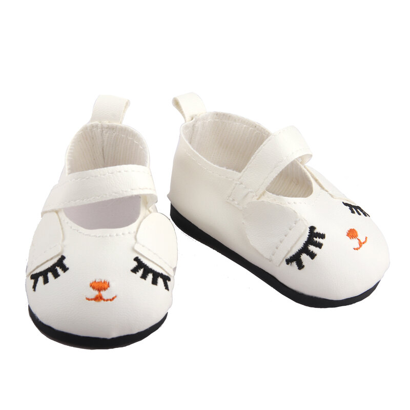Милые американские кукольные ботинки с длинными ушками для девочек 18 дюймов ботинки с вышивкой кролик мультяшная кукольная обувь для ребен...
