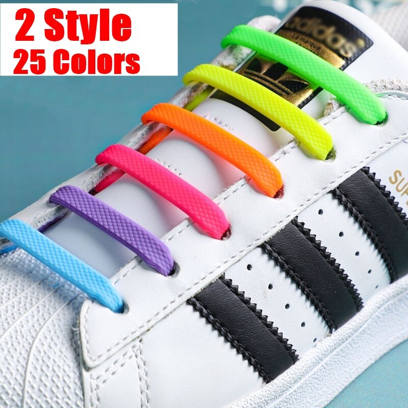 SOBU-cordones elásticos de silicona para hombre y mujer, cordones especiales para zapatos, de goma, 25 colores