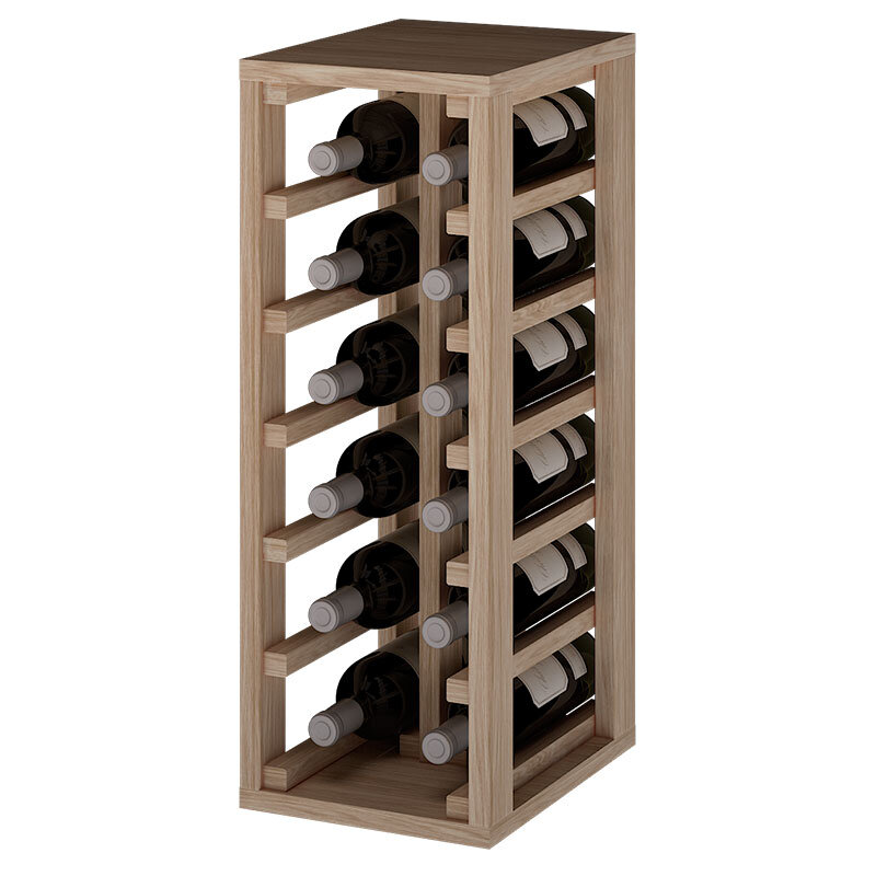 Botellero vino  apilable para 12 Botellas en madera Pino/Roble,  mueble para vino cocina o bodega 65/24/32 cm fondo|EX2010