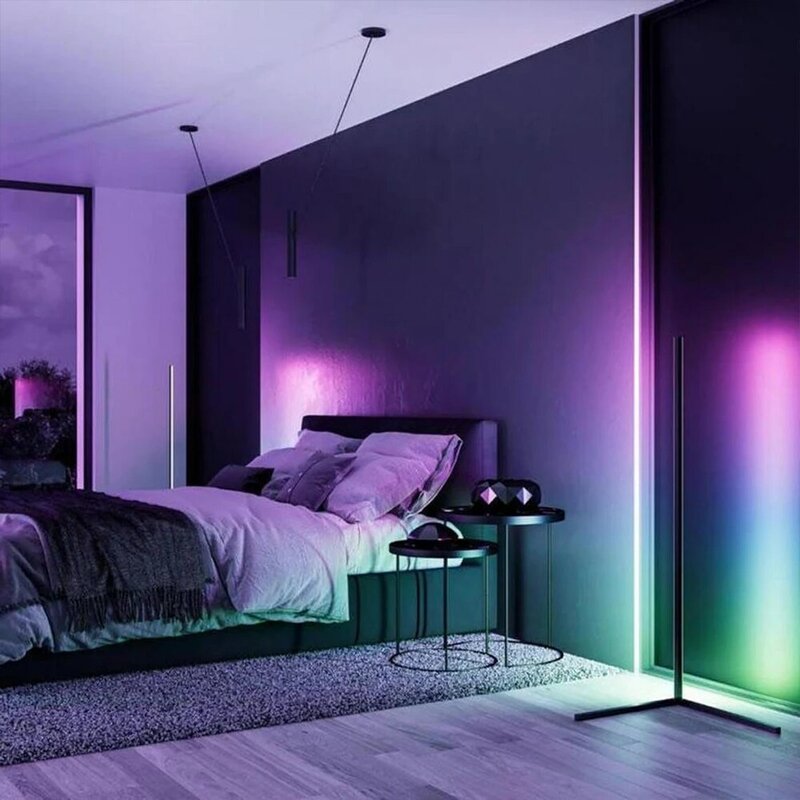 الشمال RGB ركن مصباح أرضي الحديثة بسيطة قضيب LED مصابيح أرضية لغرفة المعيشة غرفة نوم جو الدائمة تركيبات إضاءة داخلية