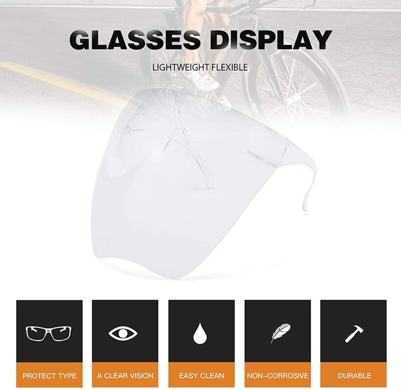 Óculos de sol, visor de plástico, transparente, rosto inteiro, proteção, óculos de proteção
