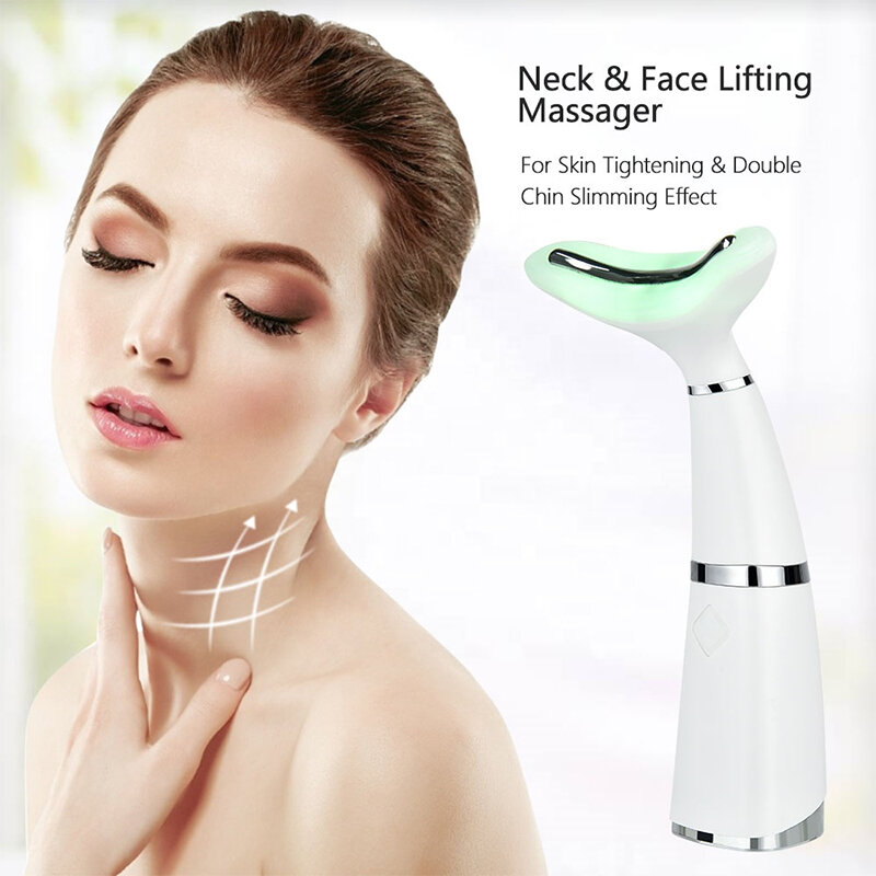 EMS Face Neck Lifting Massager 3 Colors Wrinkle Remover Led Photon Therapy RF Heating Skin Care Beauty Device Reduce Double Chin