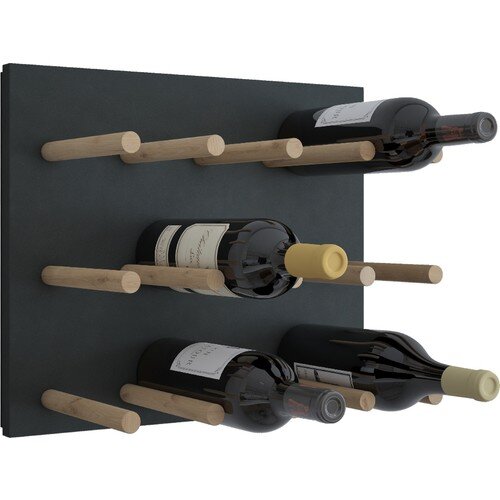 Estante de madera de arte para vino, estante de vino montado en la pared, diseño de rejilla de cobre Natural, estante de vino decorativo para pared, capacidad de 9 botellas