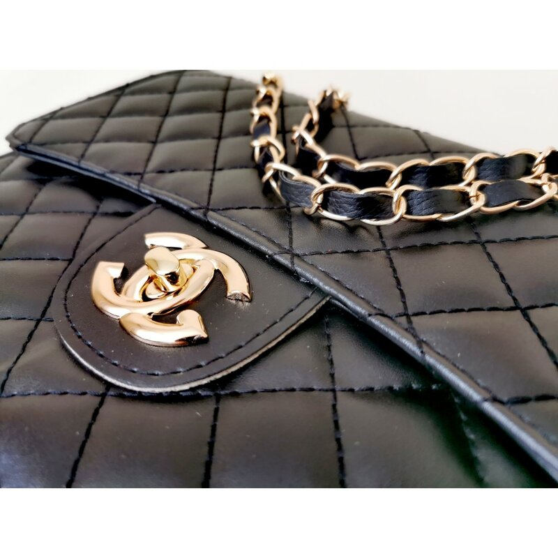 Bolso de hombro negro con solapa para mujer, bandolera pequeña de cuero, de diseñador de carteras a mano, color sólido