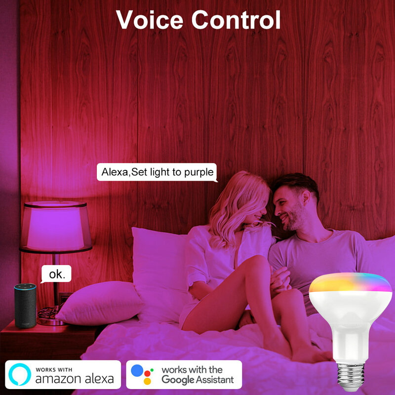 Tuya-bombilla LED inteligente E27 con WiFi, 15W, lámpara mágica regulable con Control por aplicación remota, funciona con Alexa y Google Home
