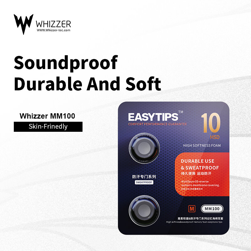 Whizzer miękkie wkładki douszne pianki Max izolacja akustyczna doskonały dźwięk miękki komfort bezpieczne dopasowanie